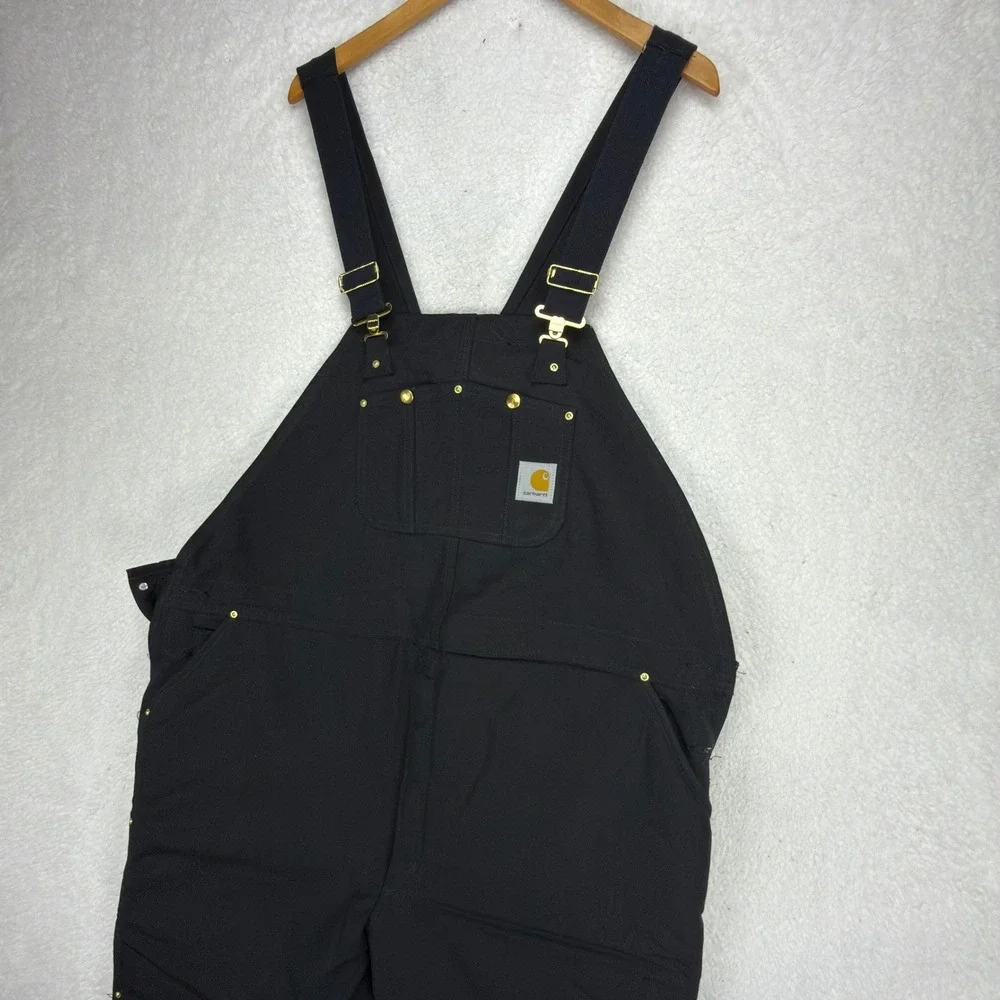 Carhartt Arctic Quilt Lined Bibs Overalls Mens 50x28 R03 BLK Black NWT NOS - Picture 3 of 10